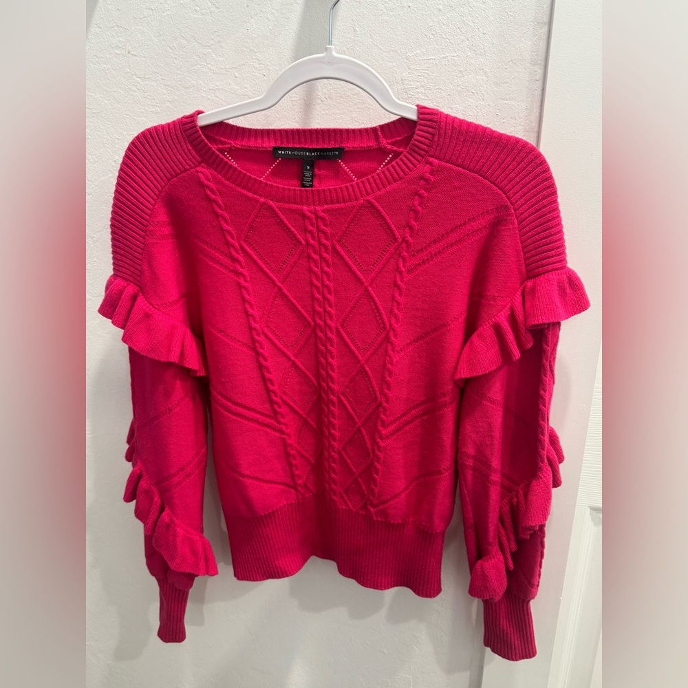 White House Black Market Fuchsia Cable Knit Sweater